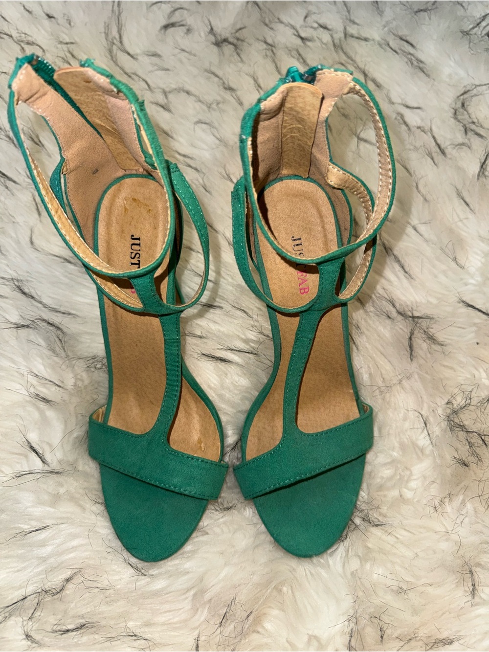 JustFab Teal T-Strap Dress Sandals size 37/6.5